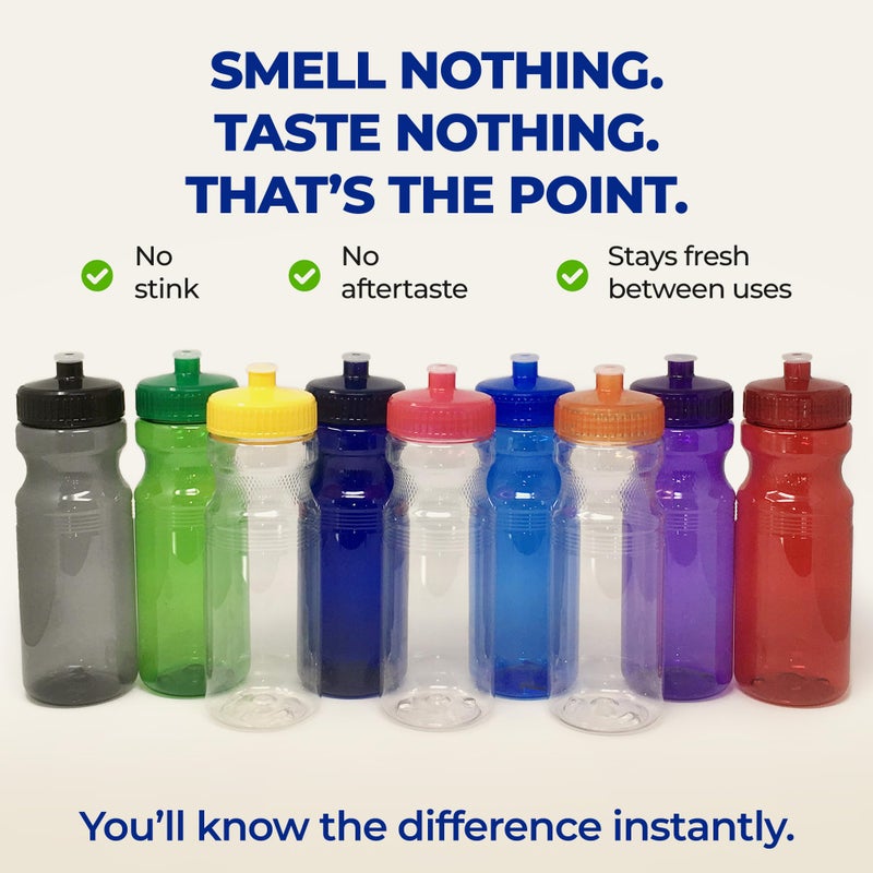 Rolling Sands Reusable Bulk Water Bottles 30 Pack - 24 Oz Sports Water Bottles, USA Made, BPA-Free, Wide Mouth for Easy Cleaning, Break Resistant - Translucent Green Bottle/Green Lid - Image 3